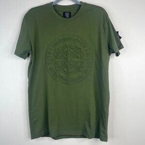 Madrid Designs‎ Shirt Mens XLarge Green Embossed Compass Patch Detail Pullover